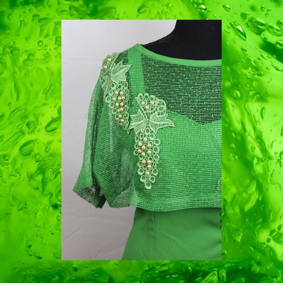 GREEN VINTAGE DRESS SET (2 PIECE) - Picture 5 of 8